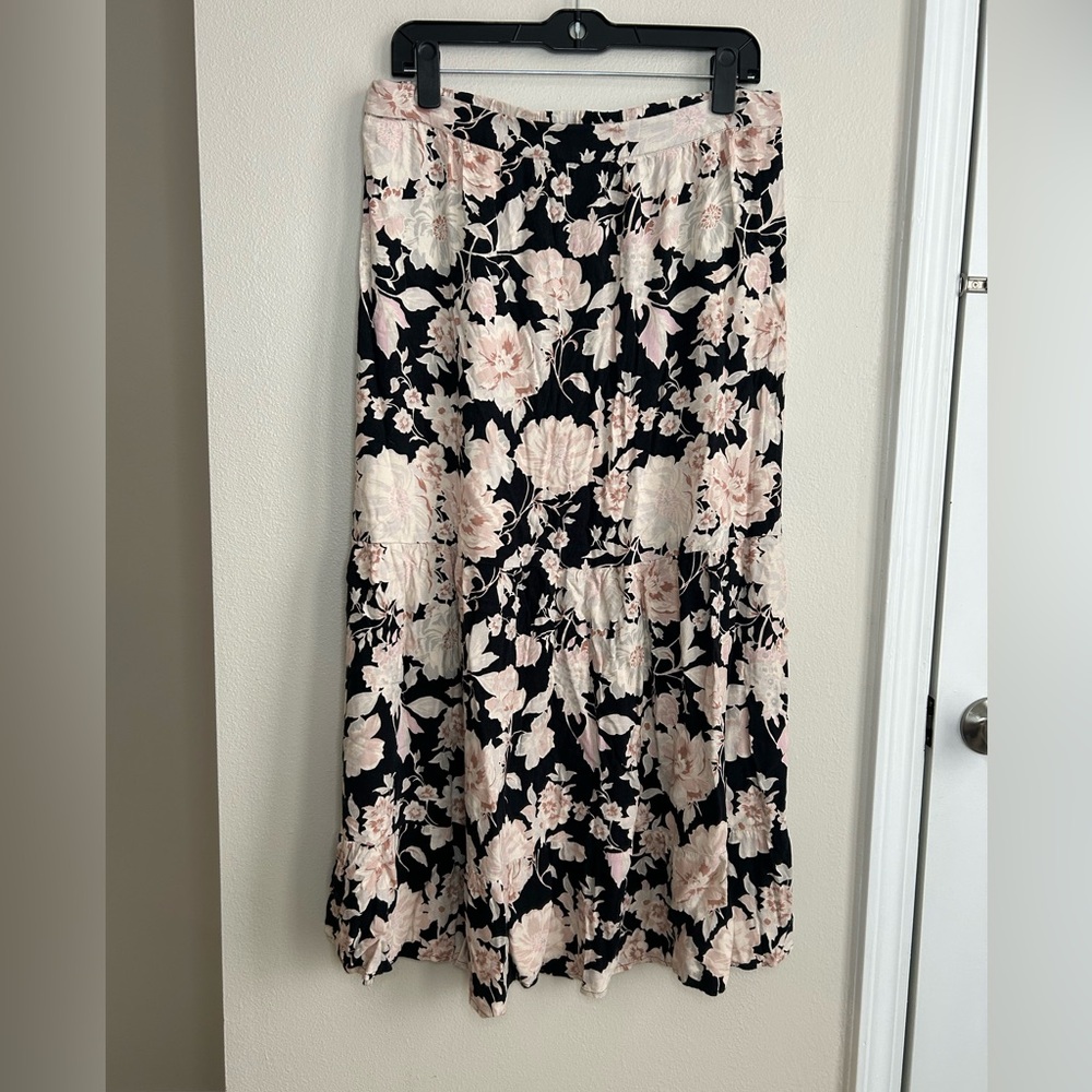 Saltwater Luxe Rex Floral Print Midi Maxi Skirt 100% Rayon Size XL - Picture 2 of 7